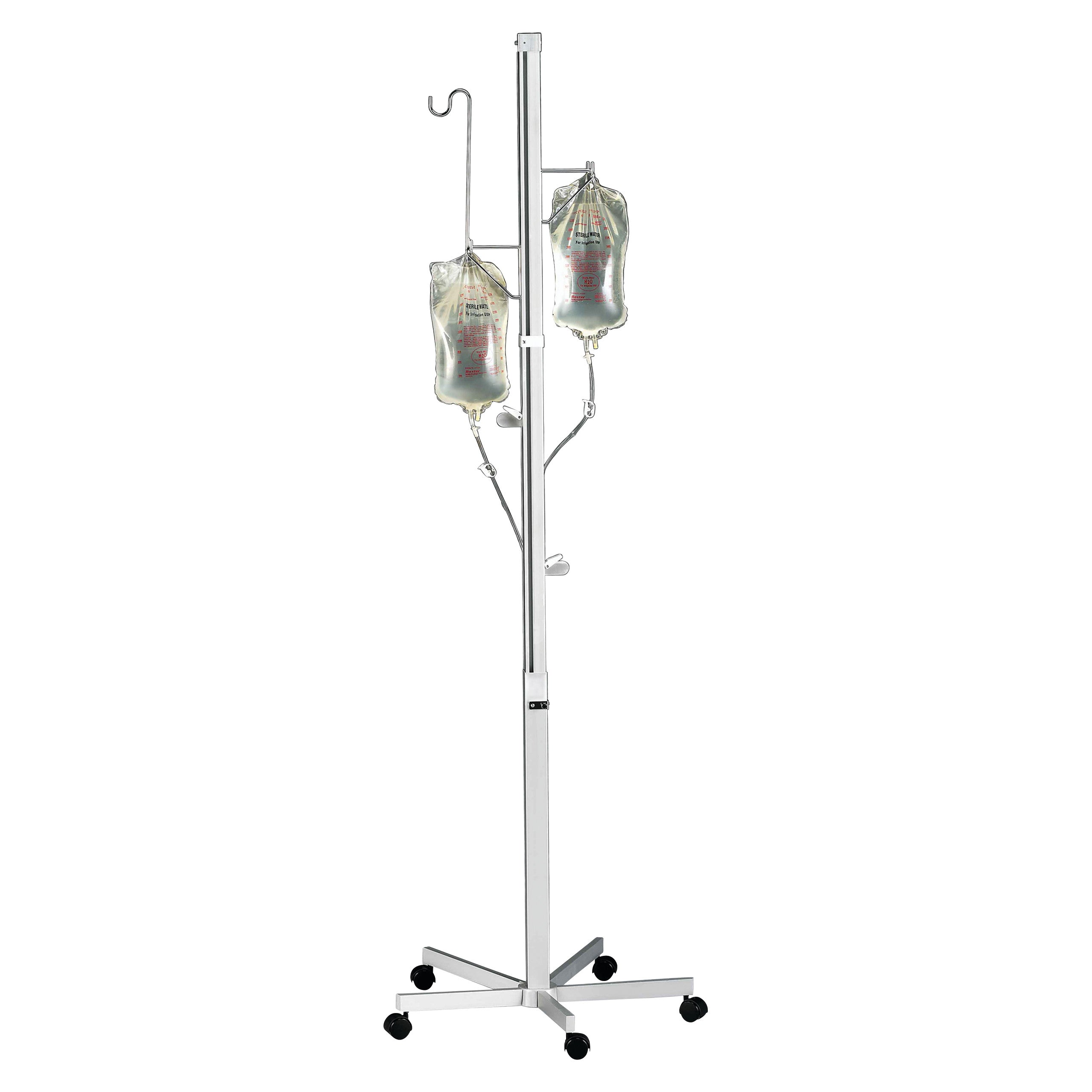 Blickman IV Irrigation System (IVT) with two fluid bags on a metal stand with caster wheels for mobility.