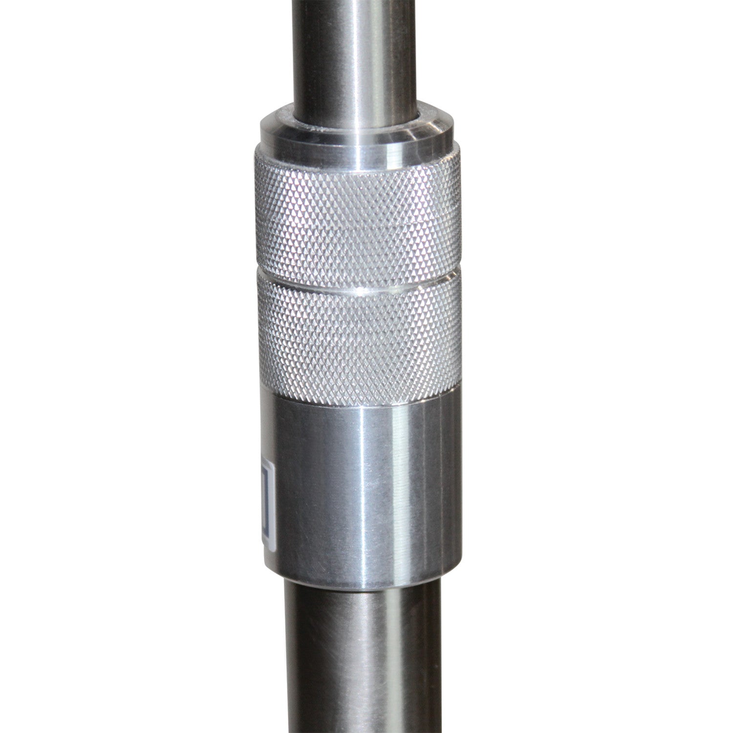 Close-up of a Blickman Five-Leg Stainless Steel IV Stand with Twist Lock, showing the knurled locking mechanism on the pole.