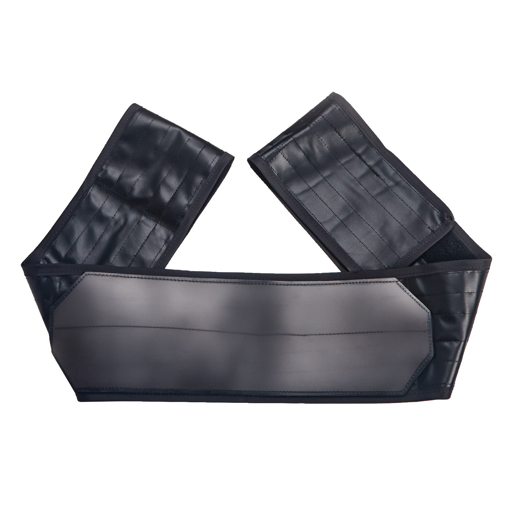 AliMed Nonmetallic Operating Room Table Strap with Compression Pad featuring a black, wide strap with adjustable ends.