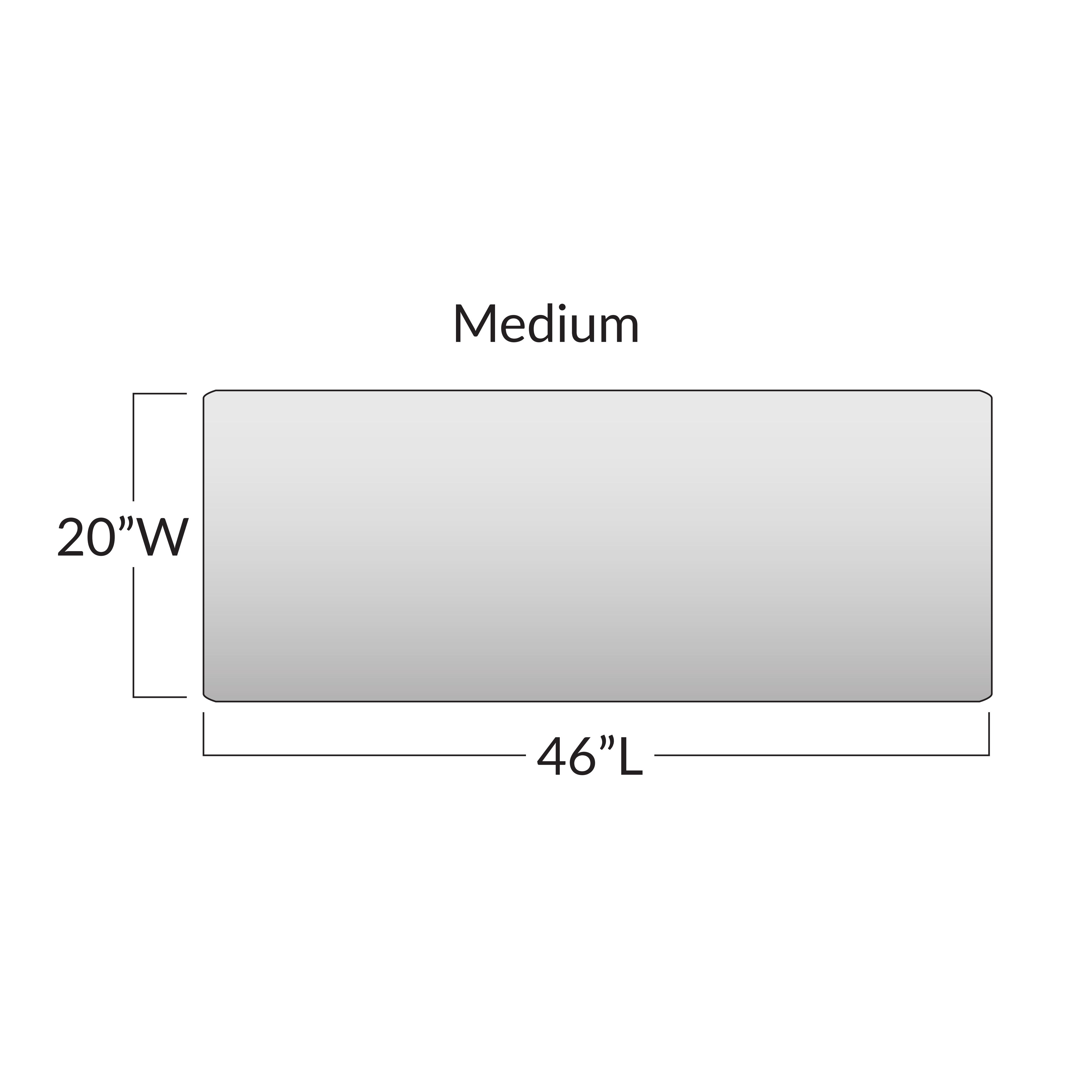 Diagram of the Action Surface Overlay in medium size, measuring 46 inches long by 20 inches wide.