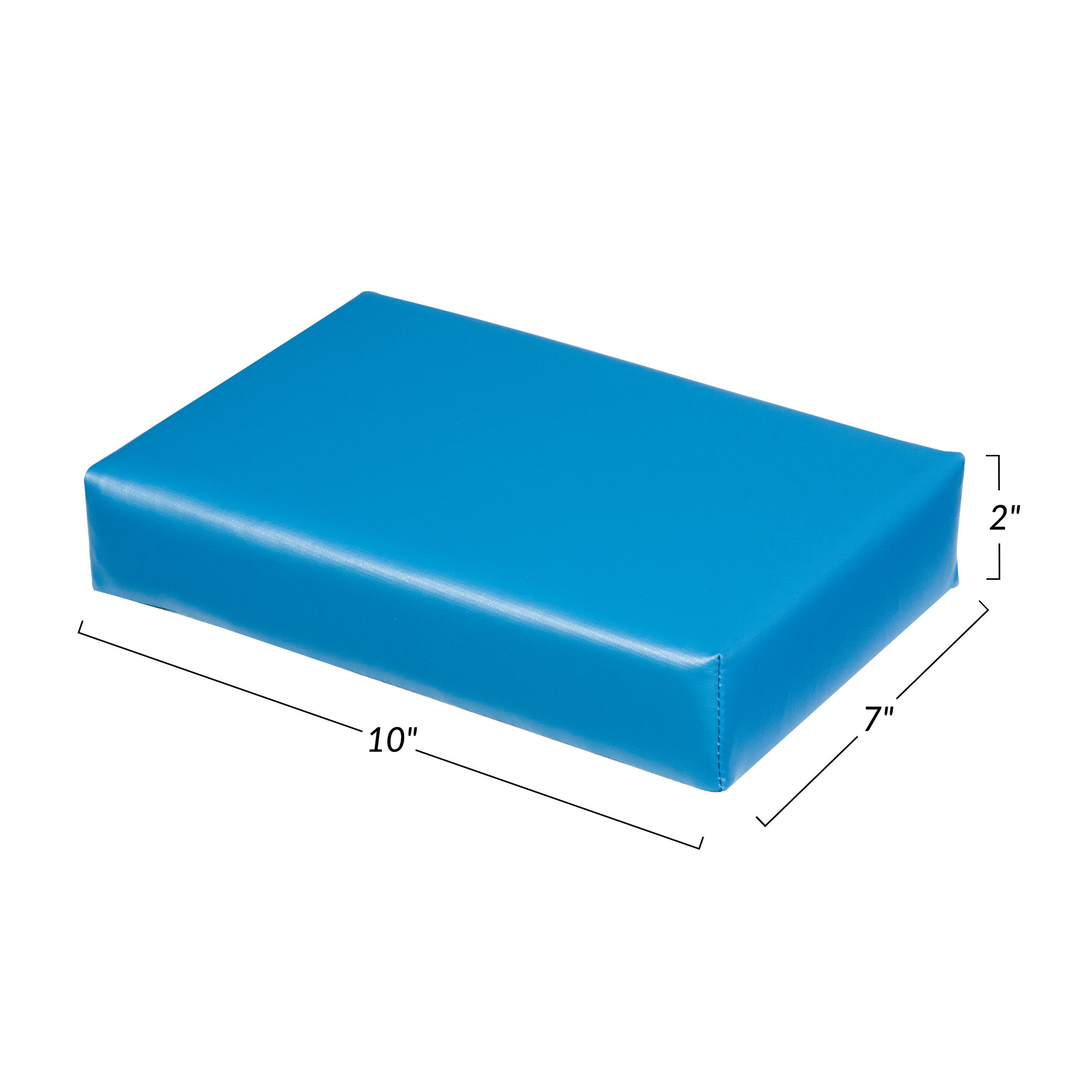 Blue AliMed Vinyl-Covered Small Rectangle Positioner, measuring 10" x 7" x 2".