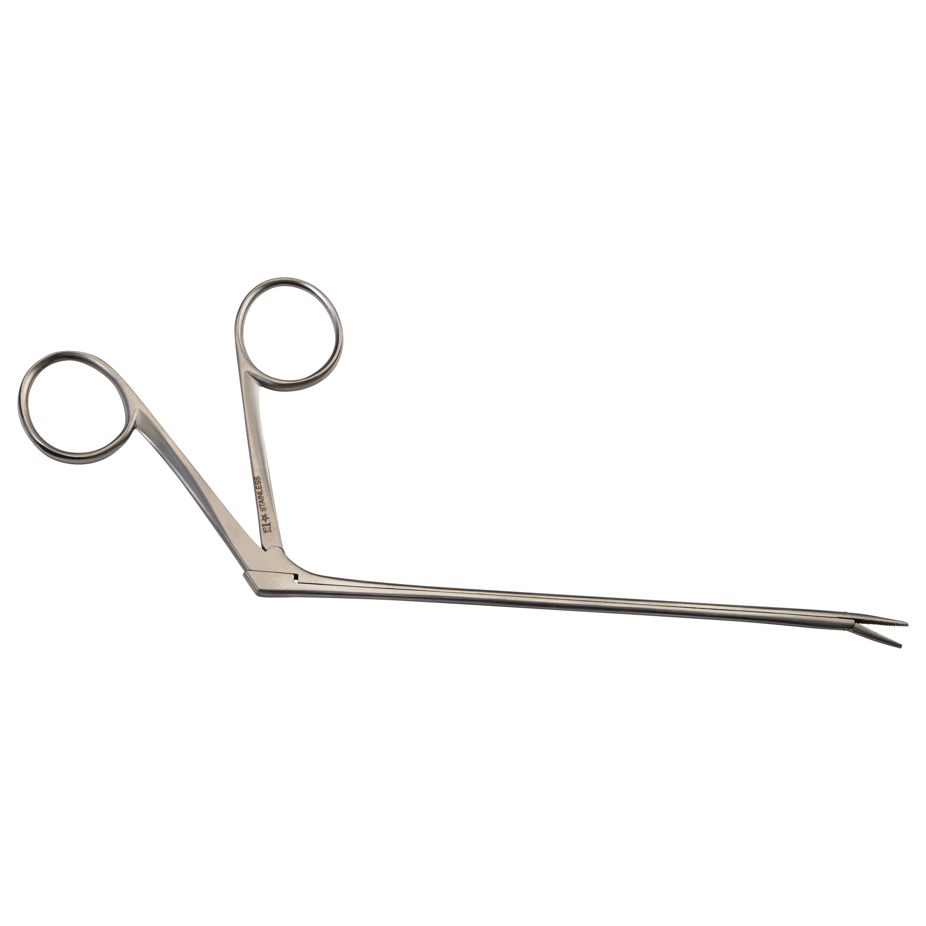 Hartman Alligator Ear Forceps with long, slender jaws and finger rings, designed for precise medical procedures.