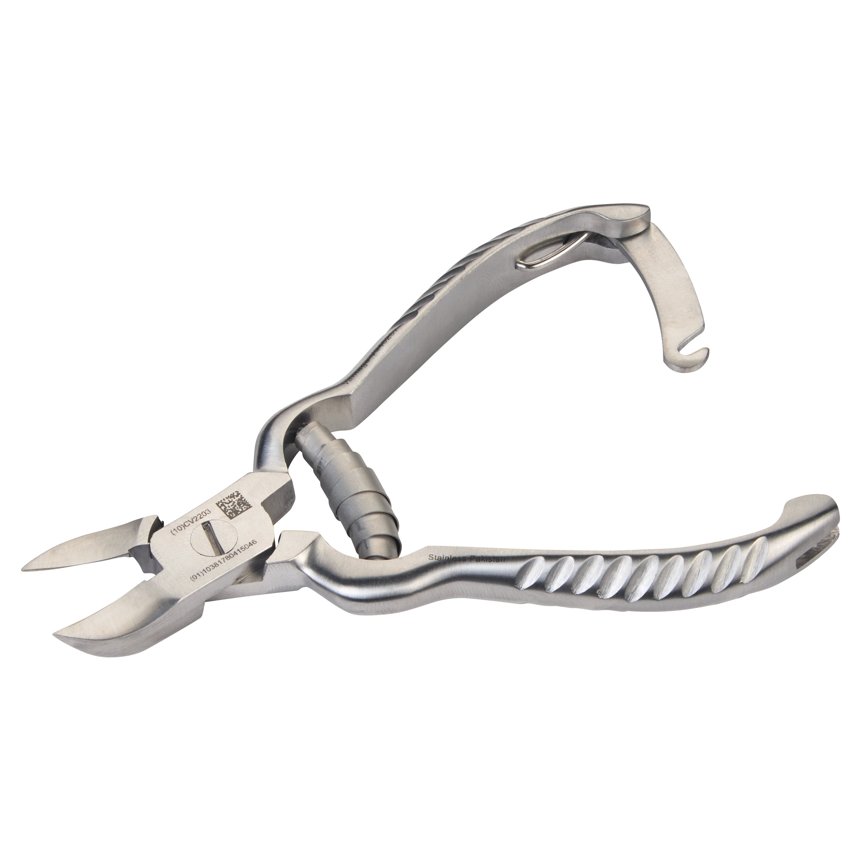 Miltex Nail Nippers with stainless steel construction and a textured handle, shown in an open position.