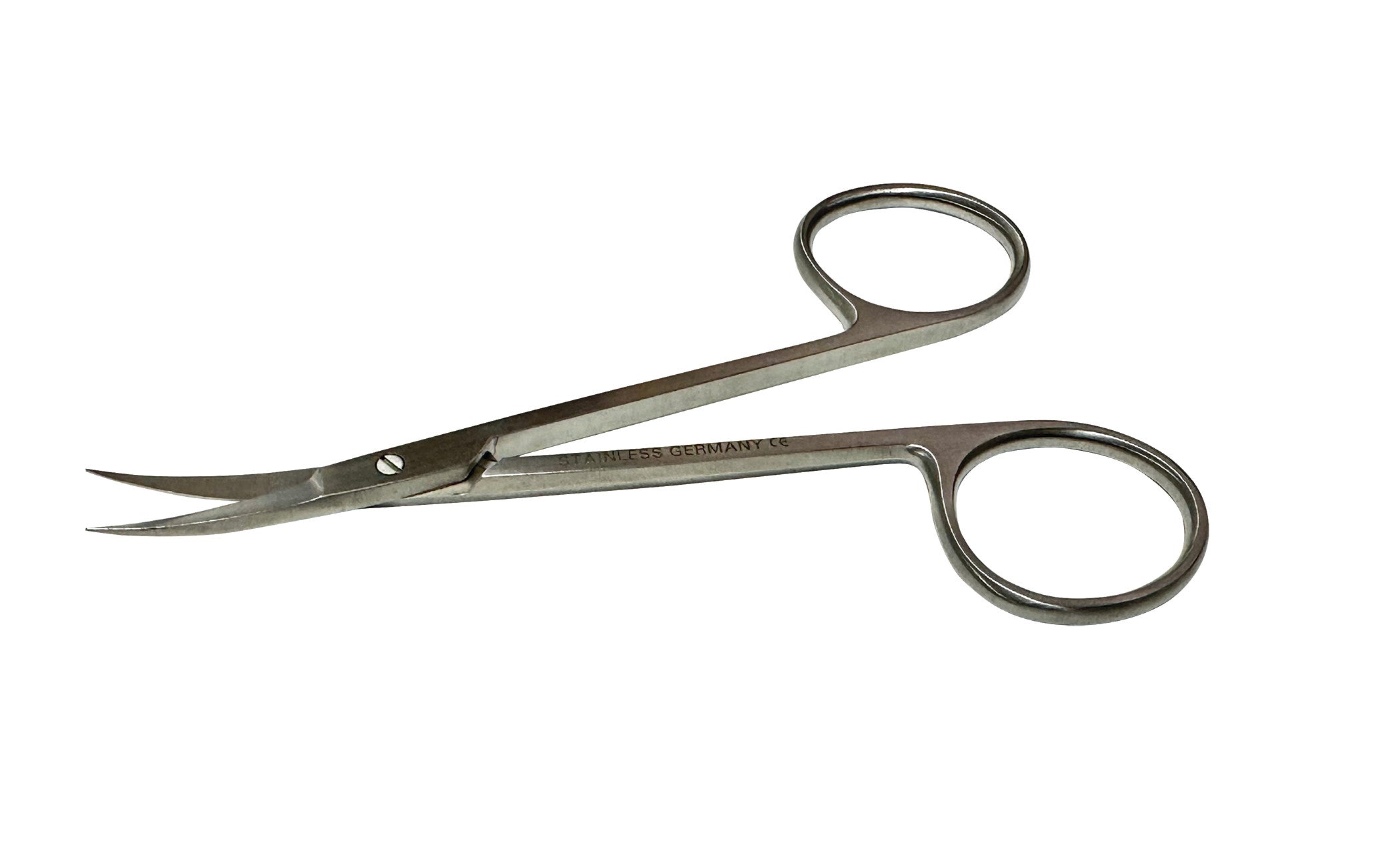 Extra-Delicate Pattern Iris Scissors with curved, sharp tips and loop handles, designed for precision cutting.